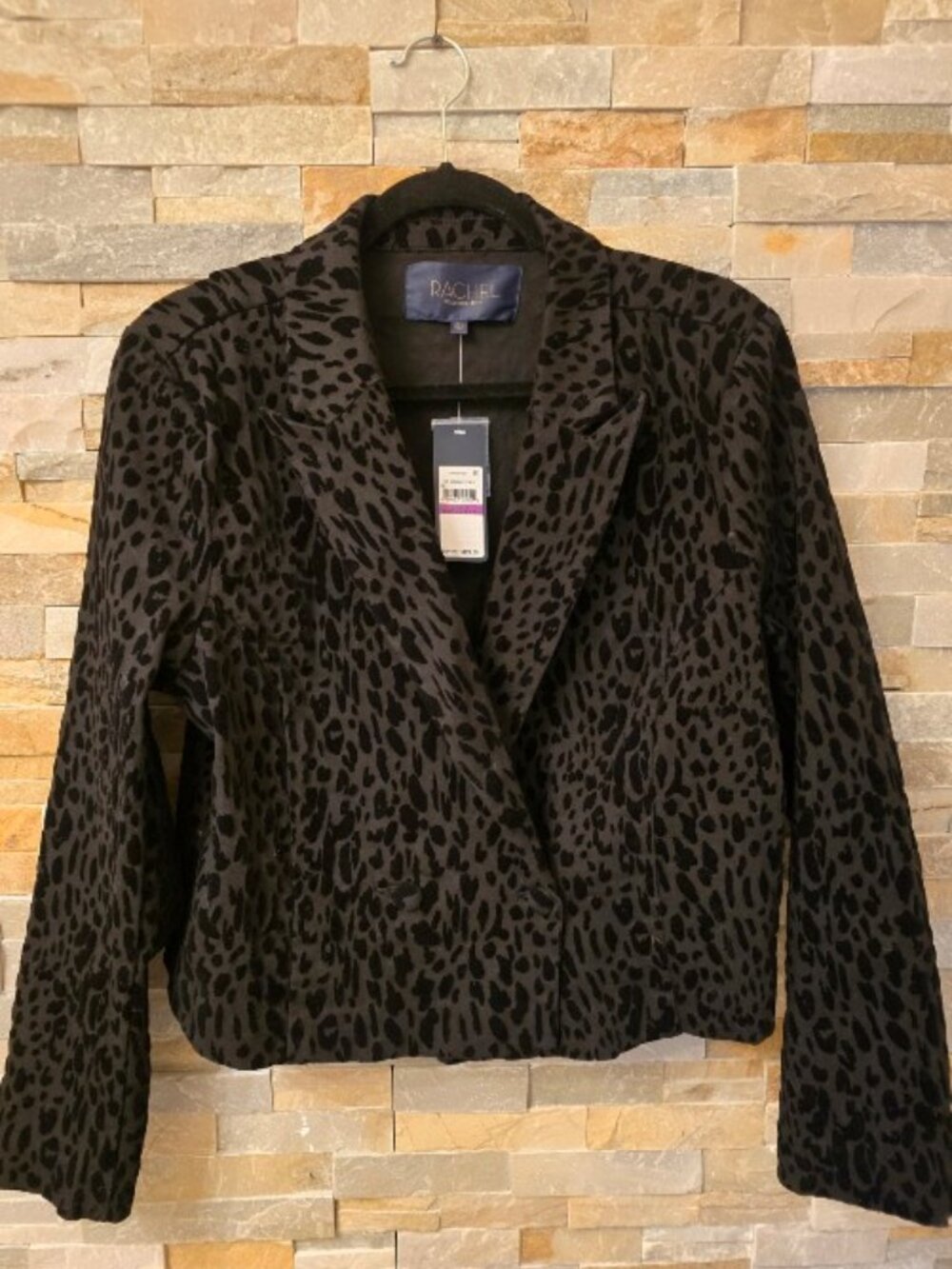 RACHEL ROY Cropped Leopard Flocked Print Jacket - XXL - Picture 3 of 5